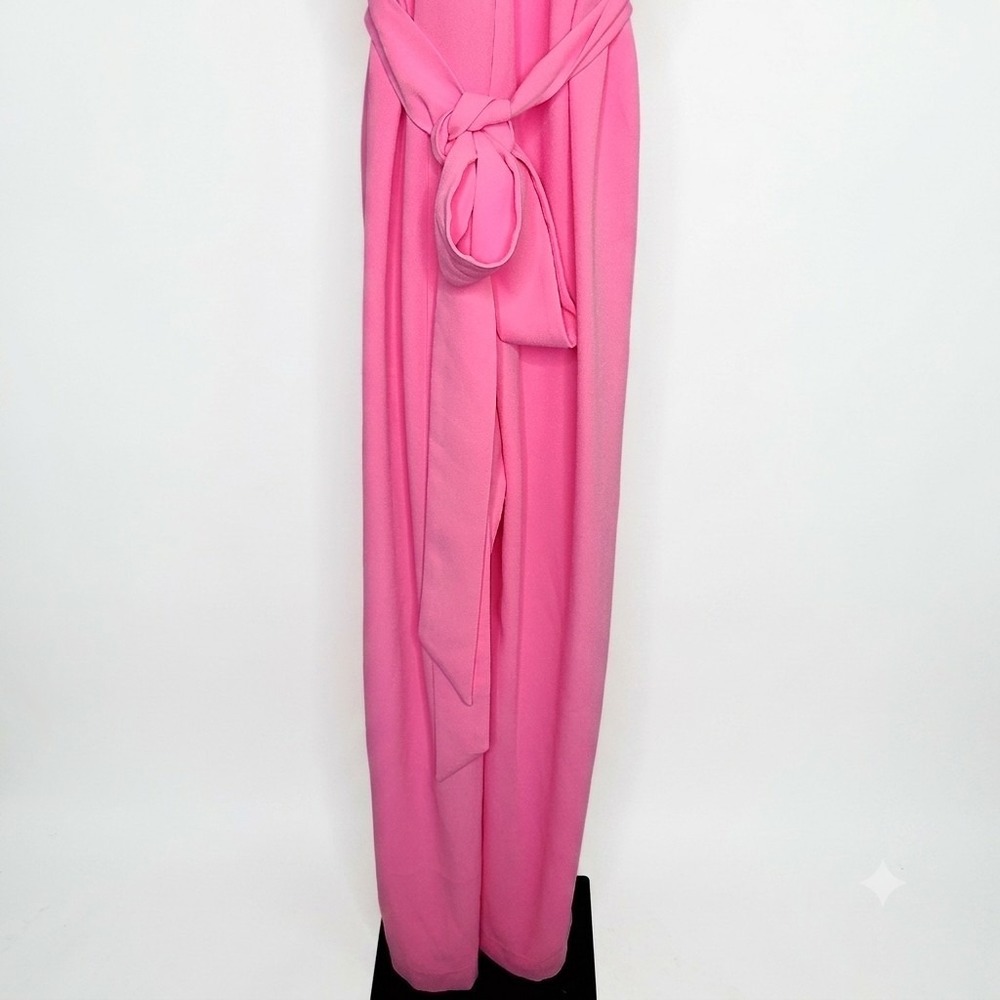 Lilly Pulitzer Jumpsuit Pink Halter Rosette 3D Flower Wide Leg Romper Party 12 - Picture 5 of 10